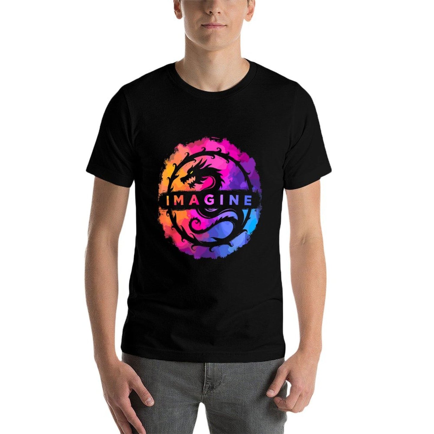 Imagine Colorful Fantasy Retro Dragon  Odor-resistant T-Shirt