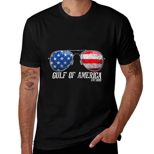 Gulf of US America Est 2025 US Flag Sunglasses Easy-care T-Shirt