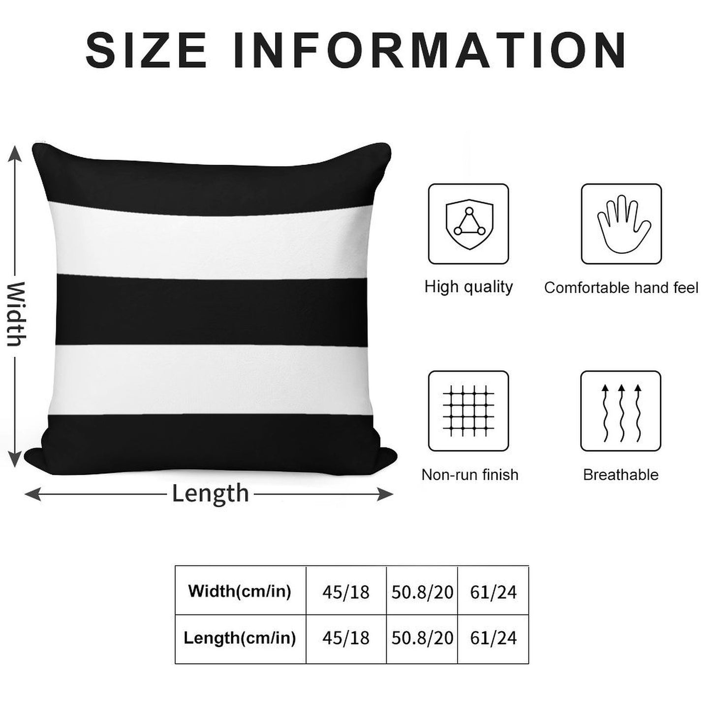 Black & White Wide Horizontal Stripes #2 Soft Gift Ready Throw Pillow