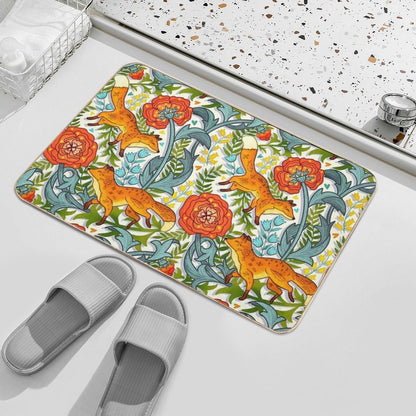Art Nouveau Foxes  Non-Slip Bath Mat