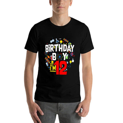 Birthday Boy I'm 12 Years Old Gifts 12th Birthday  Rolled Sleeves T-Shirt