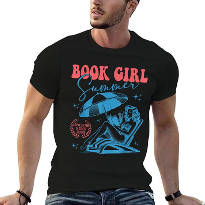 Girl Reading Book Summer Funny Beach Vacation For Book Lover  Trendy Pattern T-Shirt