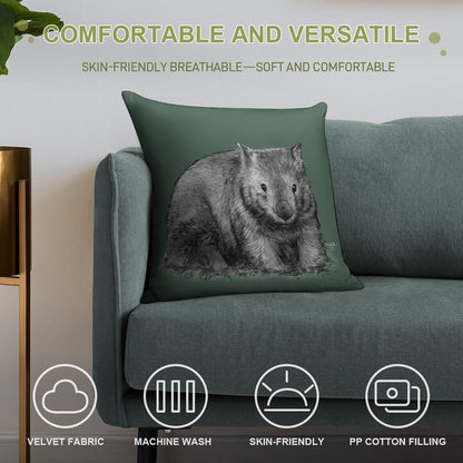 Wombat Soft Hidden Zipper Throw Pillow