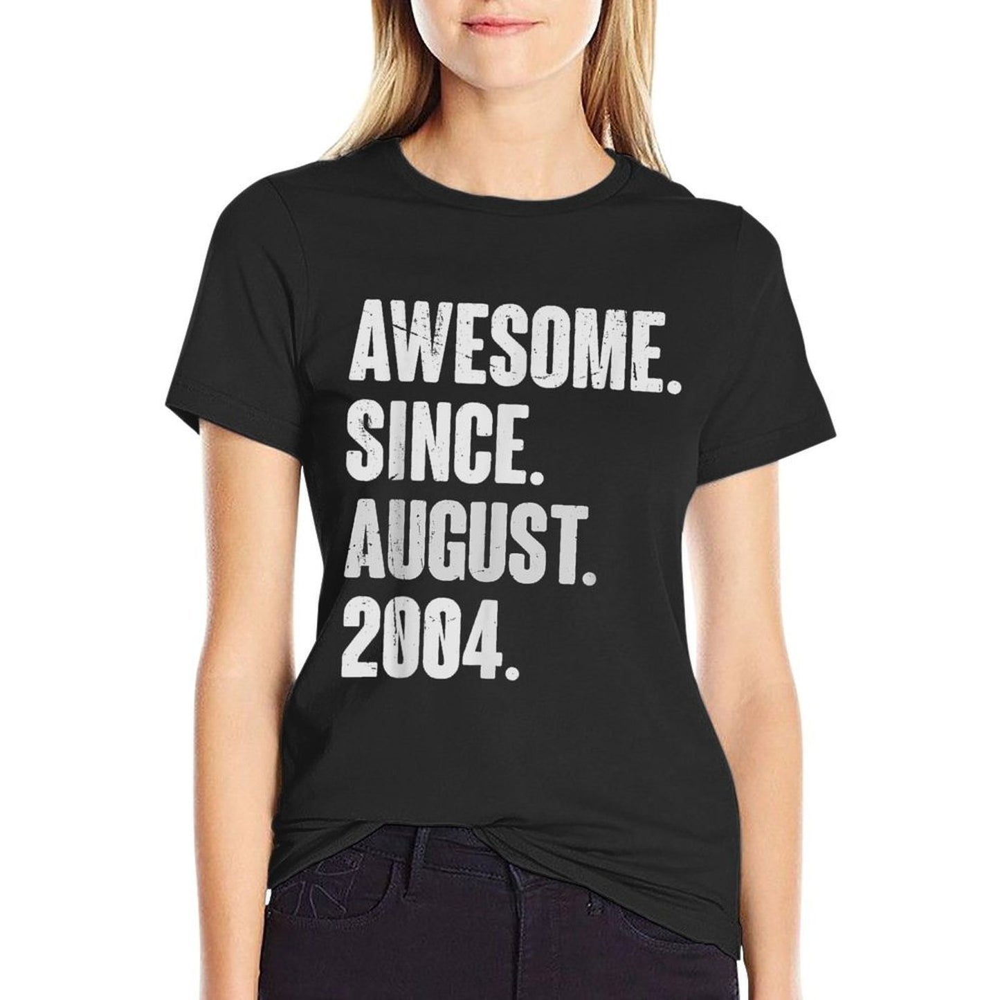 Retro 21 Years Old Awesome Since August 2004 21st Birthday  Trendy Pattern T-Shirt