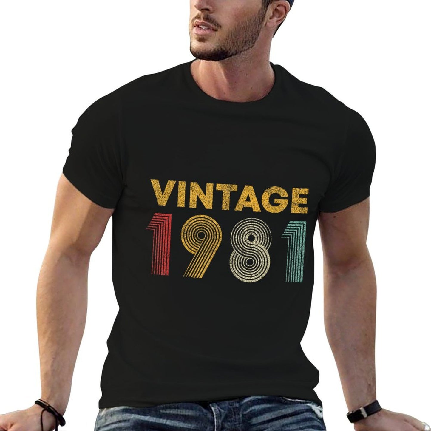 Vintage 1981 44th Birthday Gift Men Women 44 Years Old  Cotton T-Shirt