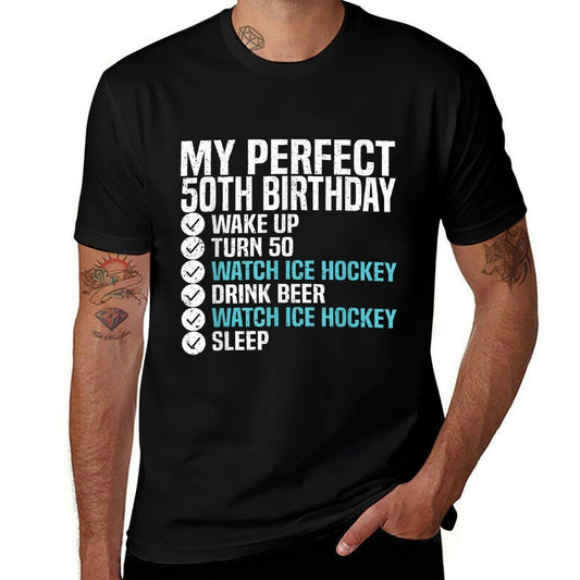 50 Years Old Perfect 50th Birthday Ice Hockey 50th Birthday  Easy-care T-Shirt