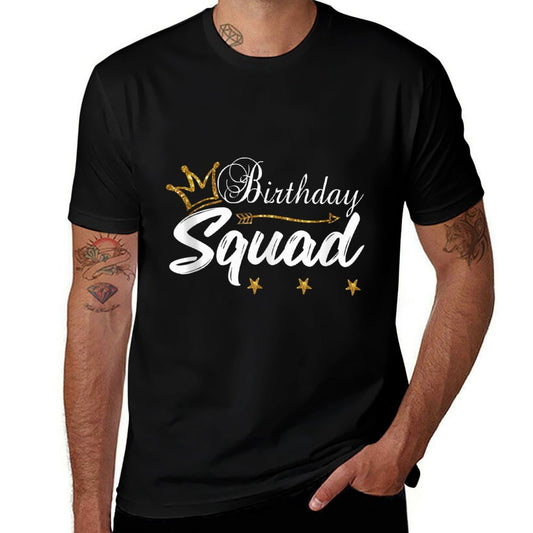 Birthday Squad Gold Crown White B-Day for Women  Polyester Blend T-Shirt