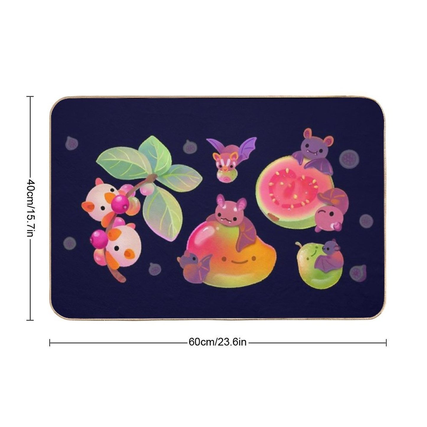 Fruit And Bat - Dark  Stain-Proof Bath Mat