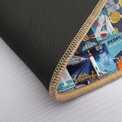 Tomorrowland Theme Park Vintage Ride Attraction Posters  Stain-Proof Bath Mat