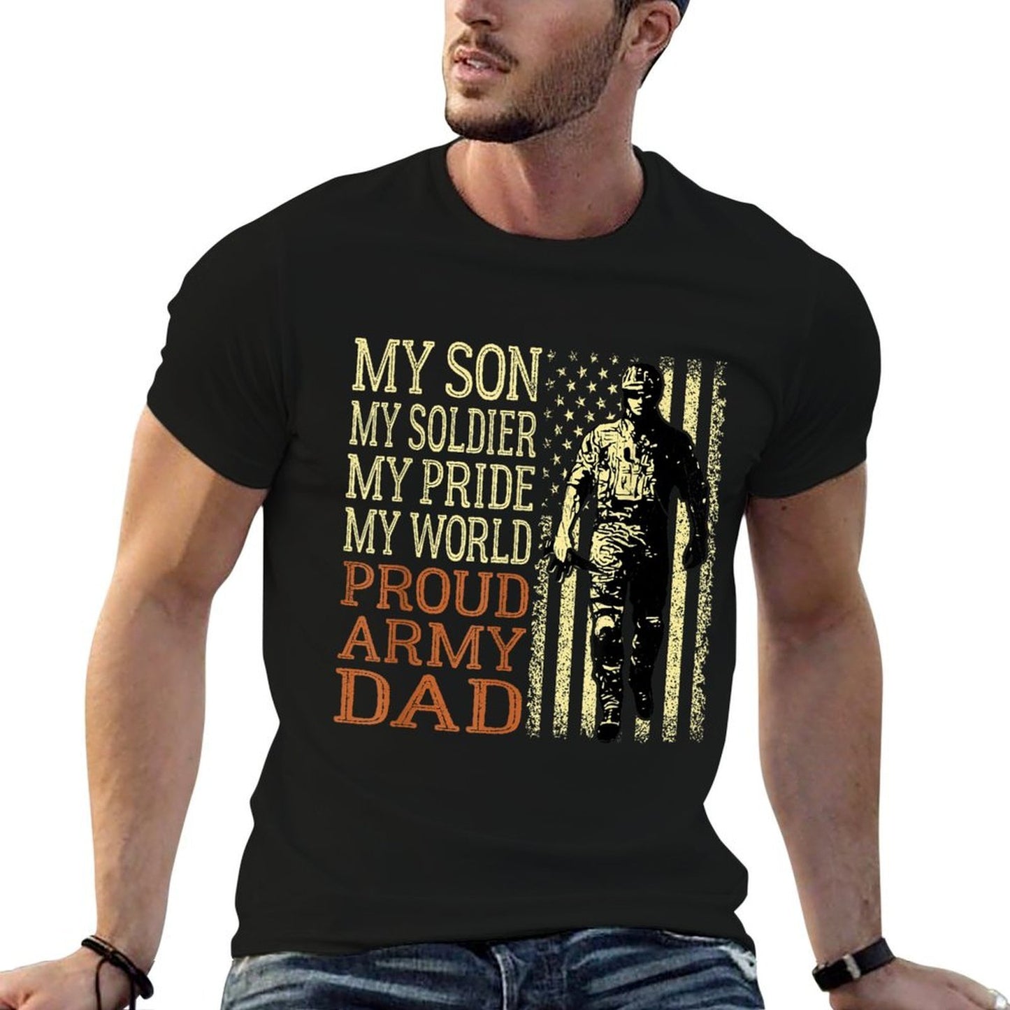 My Son Is A Soldier Hero Proud Army Dad US Military Father  Trendy Pattern T-Shirt