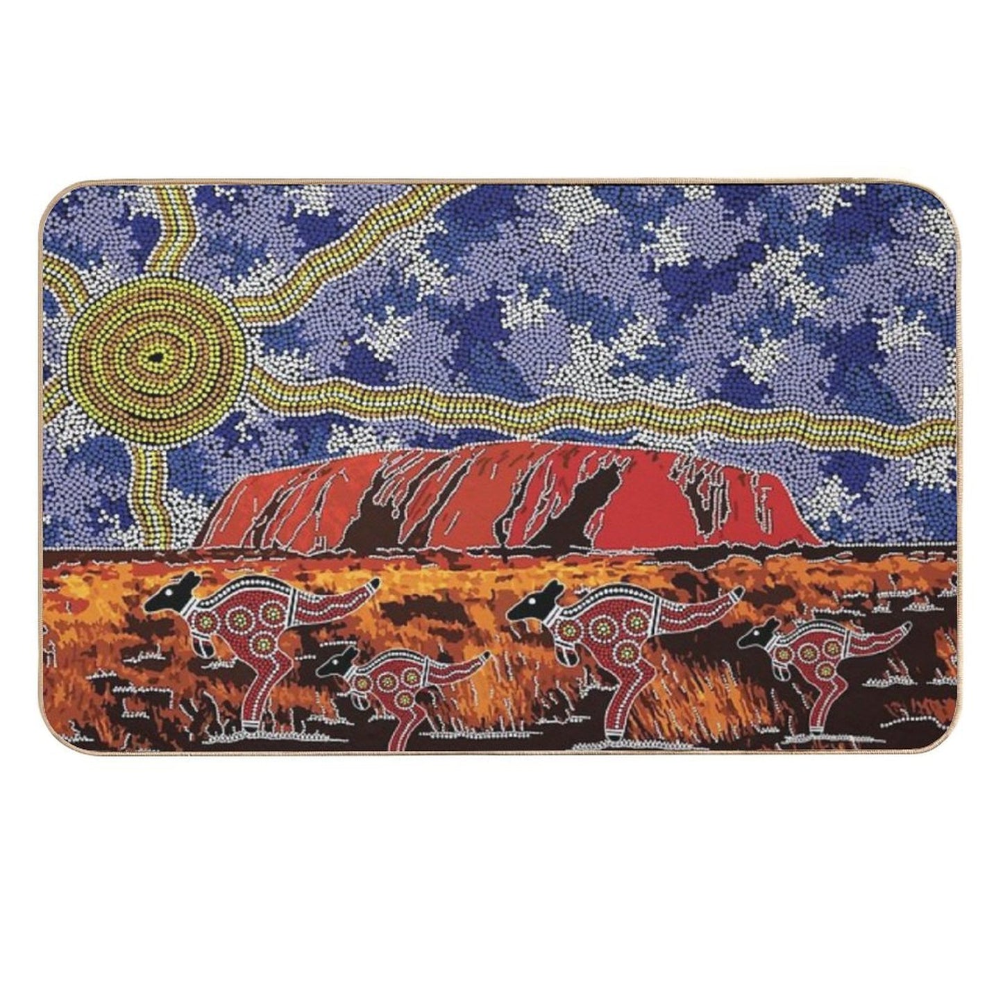 Authentic Aboriginal Art - Uluru Sky  Non-Slip Bath Mat