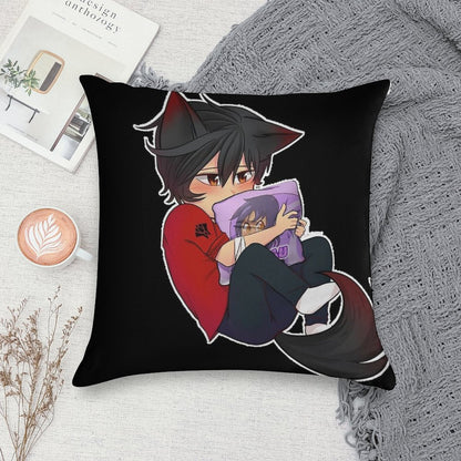 Aaron Lycan with Waifu Aphmau Lycan Soft Washable Throw Pillow