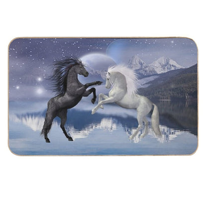 Horses And Moon  Easy Maintenance Bath Mat