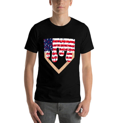 Baseball Drip Boy Ice Cream Patriotic American 4th July  Durable T-Shirt