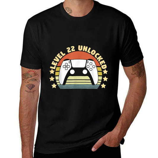 Level 22 Unlocked Funny Video Gamer 22nd Birthday  Oversized Silhouette T-Shirt