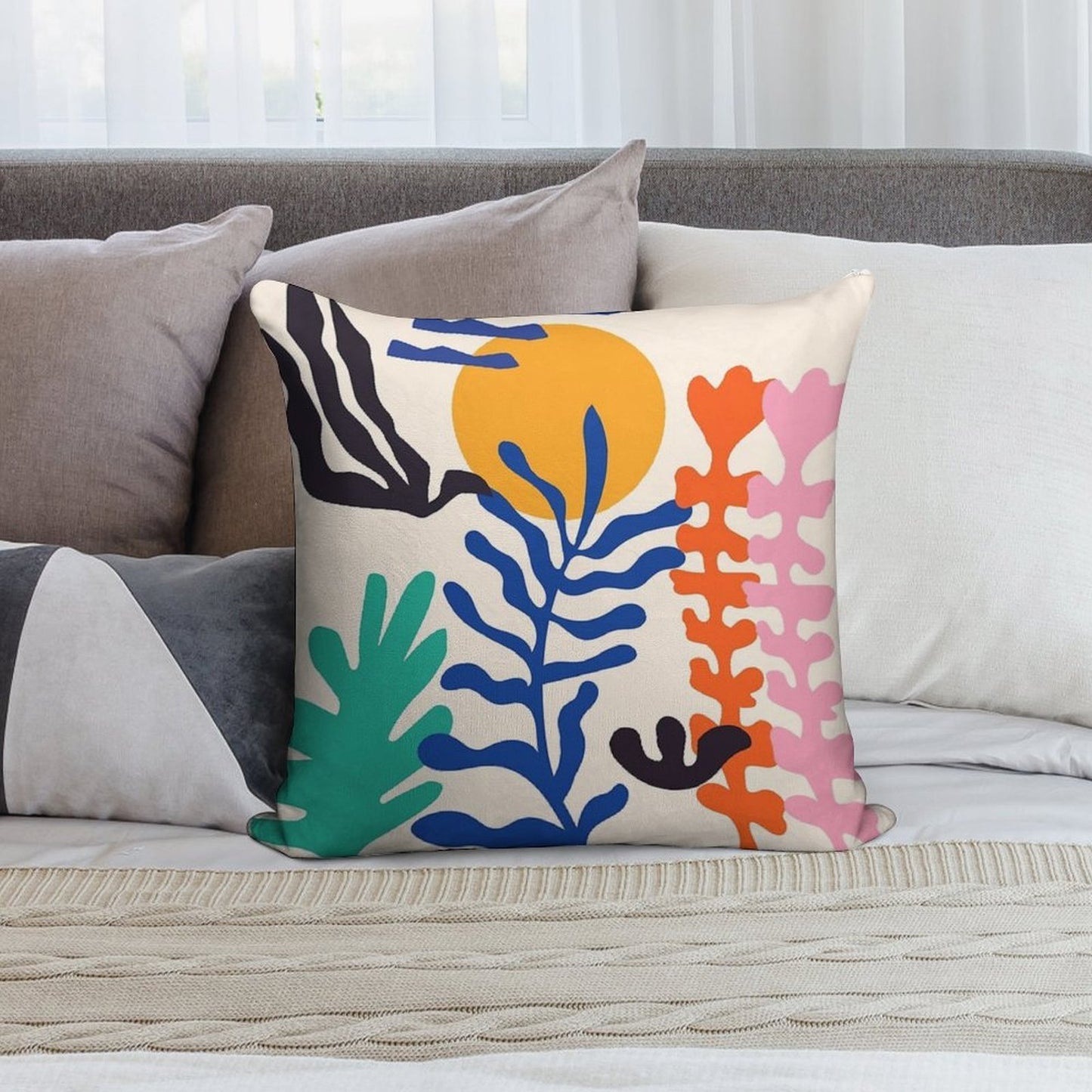 Matisse Bright Boho Botanical Soft Luxury Feel Throw Pillow
