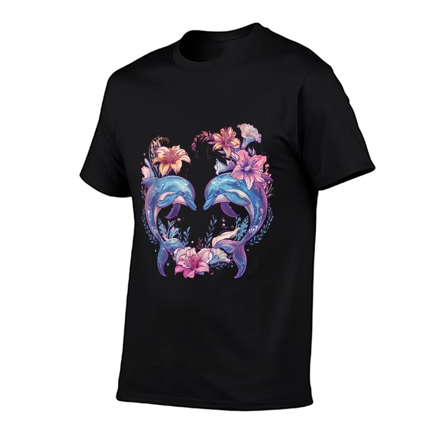 Dolphin Floral Motif Dolphin Lover Sea Ocean Animal  Lightweight T-Shirt