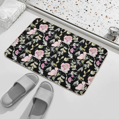 Oriental Floral Pattern in Watercolors  Odorless Bath Mat