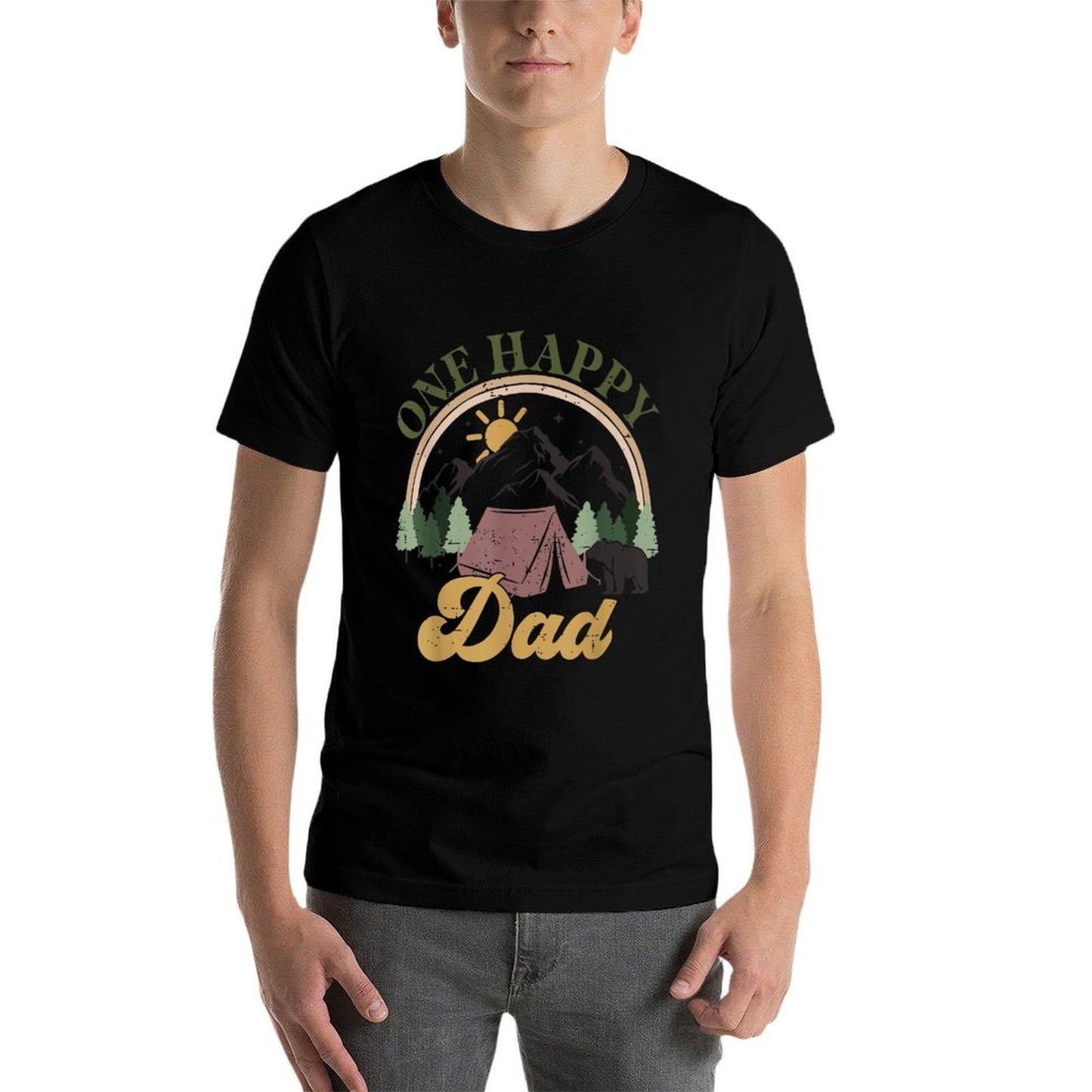 Cute One Happy Camper Birthday Decorations One Happy Dad  Heathered Texture T-Shirt