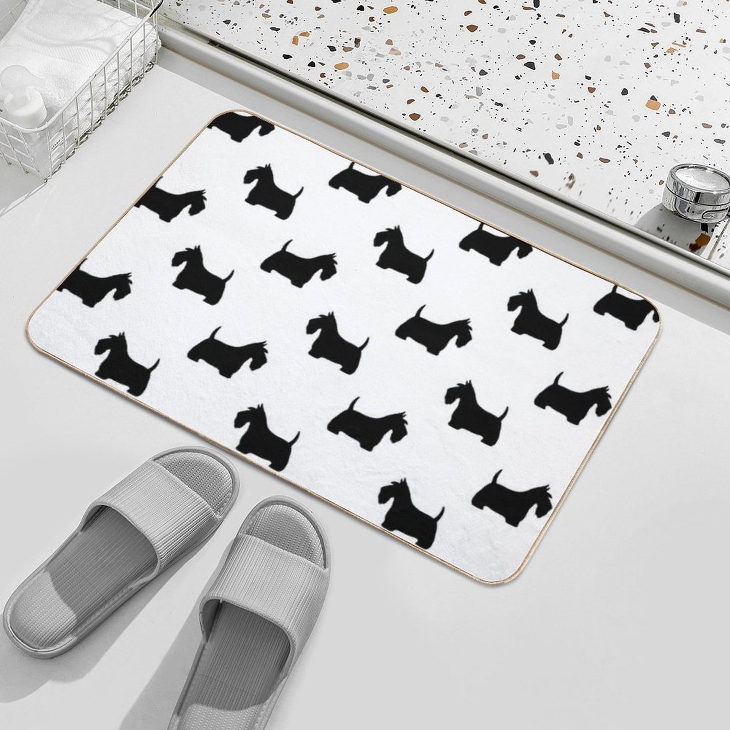 Scottish Terrier Silhouette(s) Black Scottie Dog  Absorbent Bath Mat