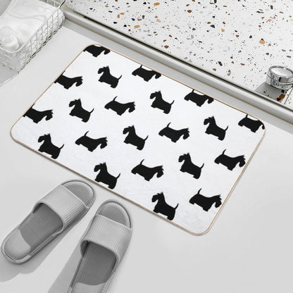 Scottish Terrier Silhouette(s) Black Scottie Dog  Absorbent Bath Mat