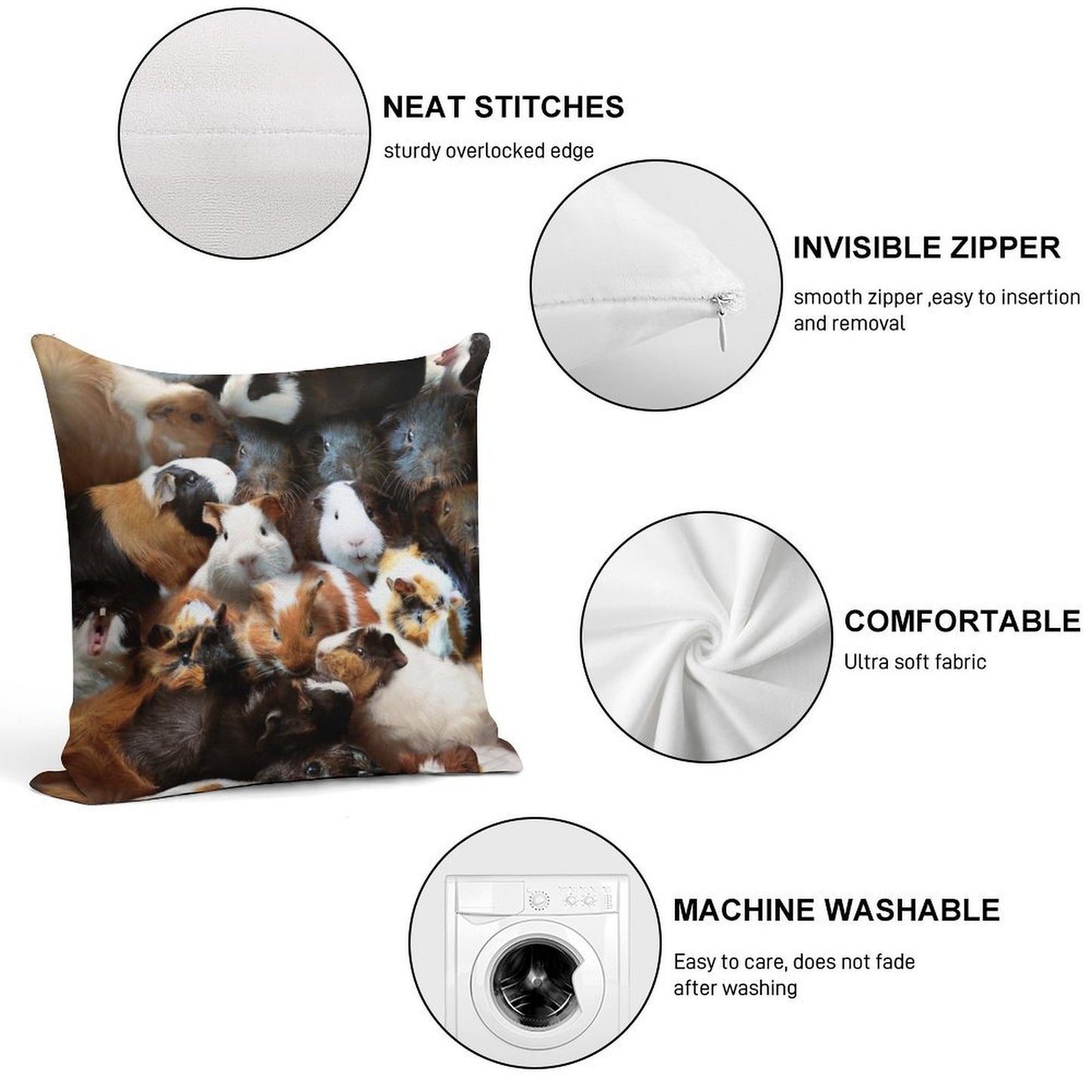 Guinea Pigs Soft Reinforced Edging Throw Pillow