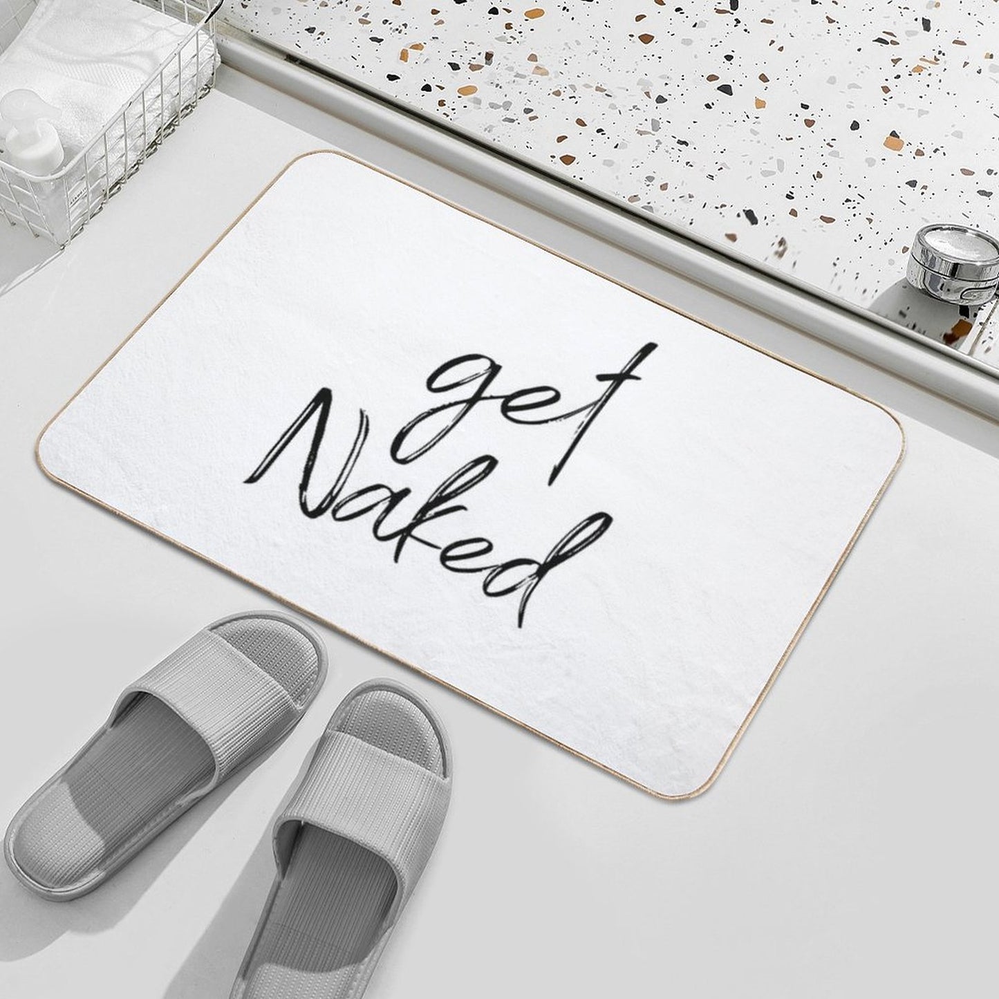 Get Naked Funny Bathroom Art  Rapid-Drying Bath Mat
