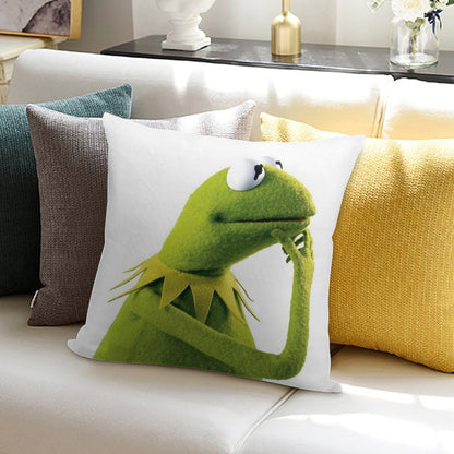 Kermit Contemplating, An Aesthetic Soft Reinforced Edging Throw Pillow