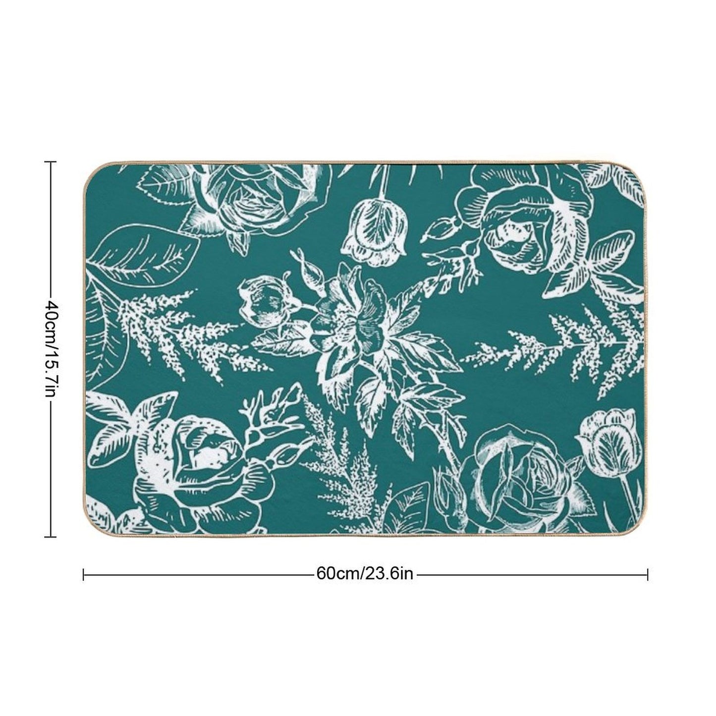Turquoise Blue Bouquet  Odorless Bath Mat