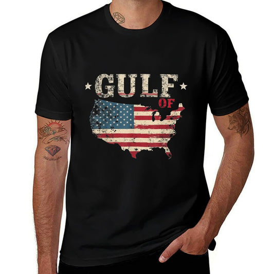 Gulf of USA America Funny USA Flag Vintage Retro Mens Womens Trendy Pattern T-Shirt