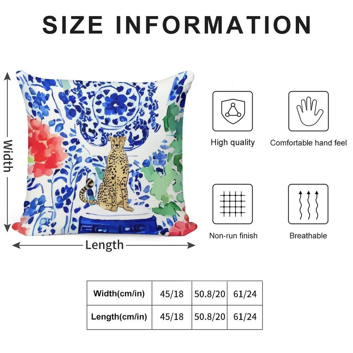 Cheetah And Chinoiserie Jars in Blue And Red Soft Easy Maintenance Throw Pillow