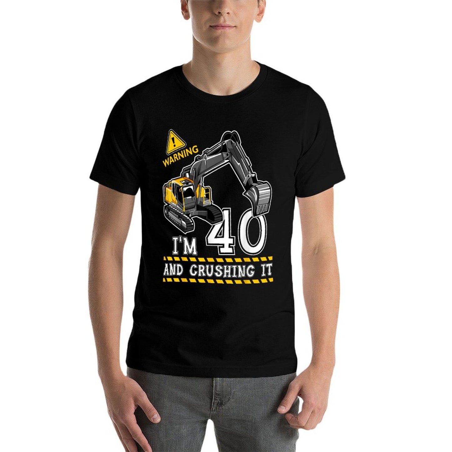 I'm 40th Birthday Construction Truck Theme 40 Year Old  Trendy Pattern T-Shirt