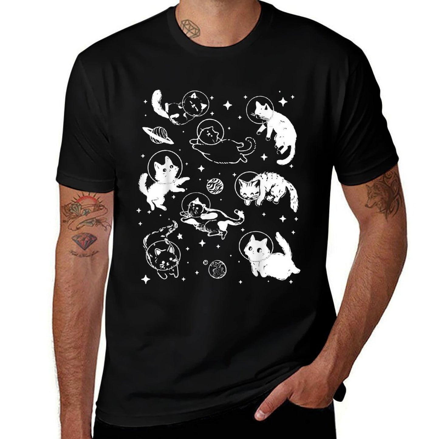Cats In Space Retro  Eco-friendly Material T-Shirt