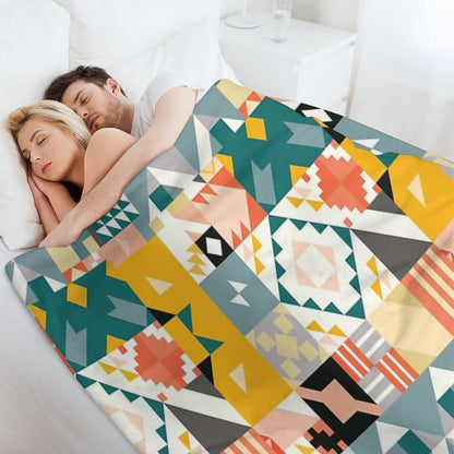 Colorful Tiles Pattern Premium Throw Blanket