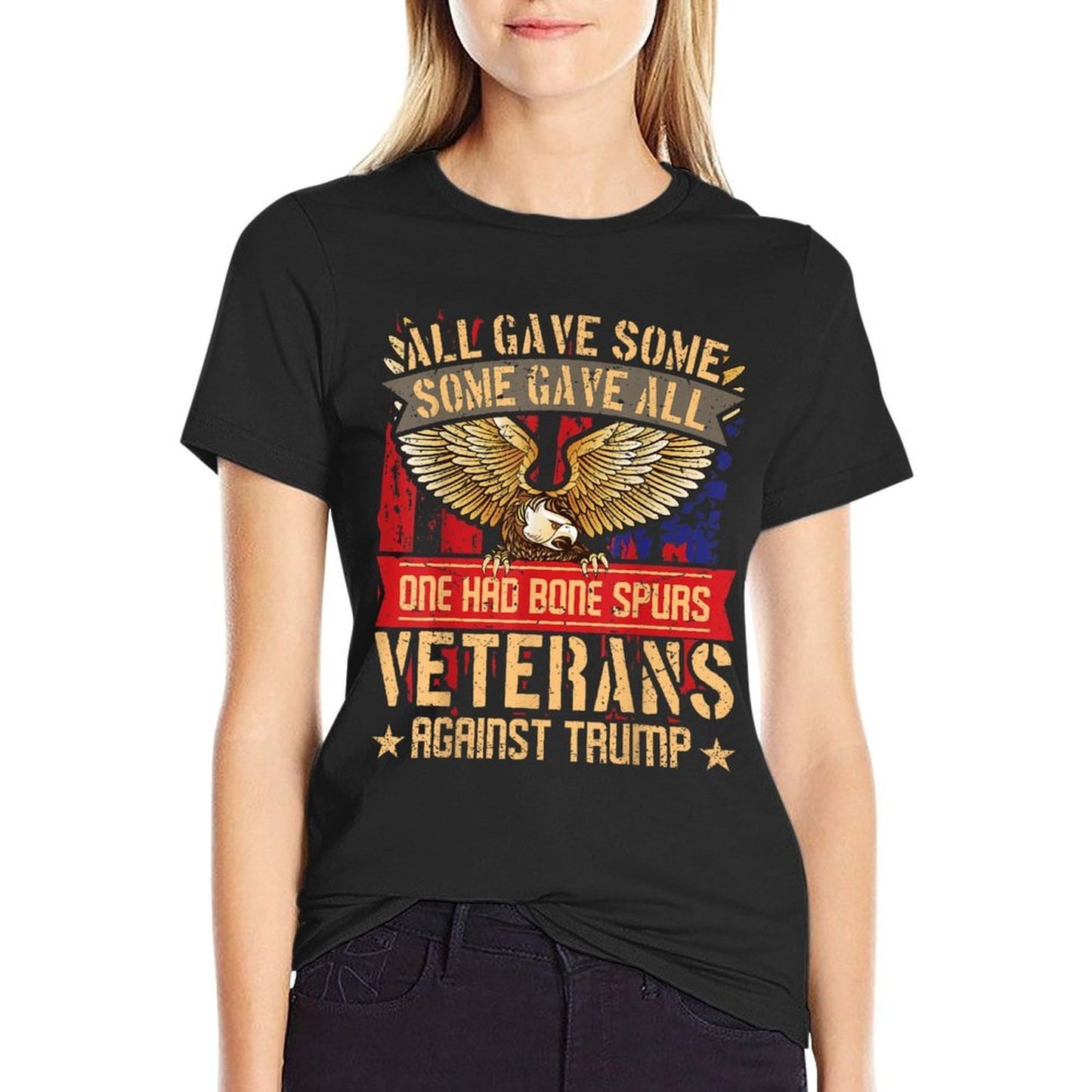 All Gave Some Gave All US Flag Veterans Against Trump  Oversized Silhouette T-Shirt