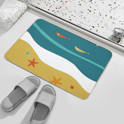 Mid Century Atomic Age Summer Beach  Eco-Friendly Bath Mat