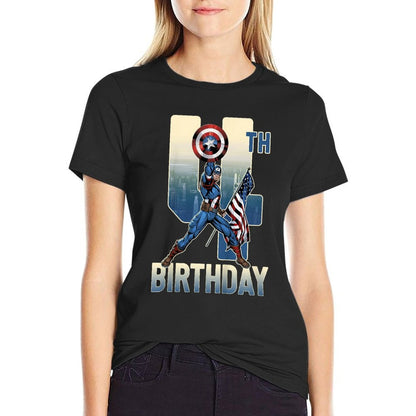 Kids Marvel Avengers Classic Captain America Epic 4th Birthday  Fade-proof Color T-Shirt