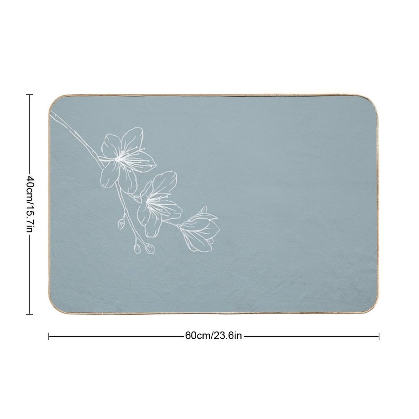 Minimal Flower Print Blue  Absorbent Bath Mat