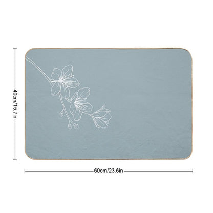 Minimal Flower Print Blue  Absorbent Bath Mat