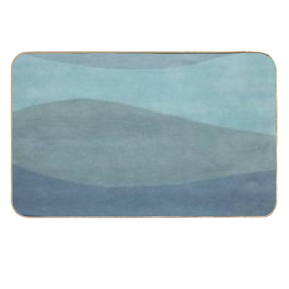 Minimalist Landscape Art in Neutral Blue Tones  Easy To Clean Bath Mat