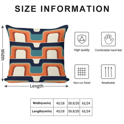 Mid-Century Modern Meets 1970s Orange & Blue Soft Durable Construction Throw Pillow