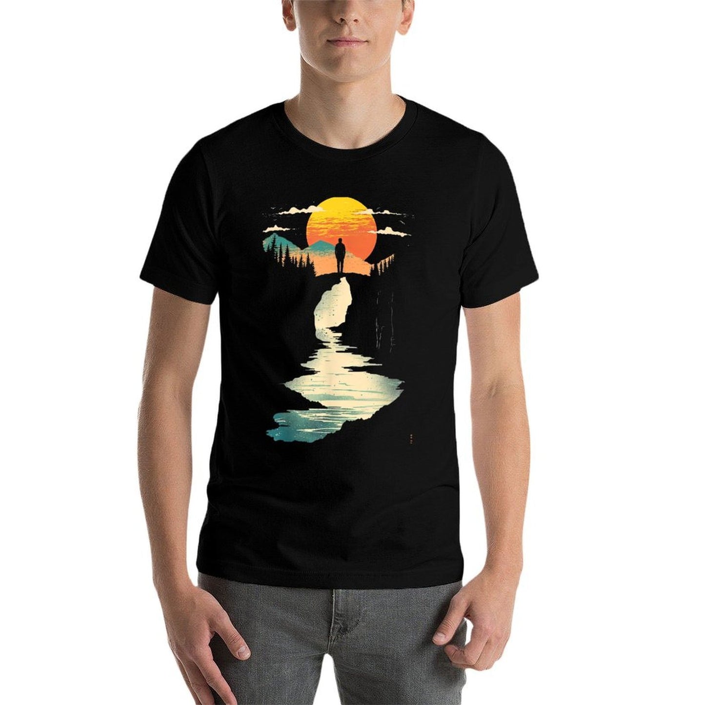 Twilight Cyan And Amber Seaside Vista  Quick-drying T-Shirt