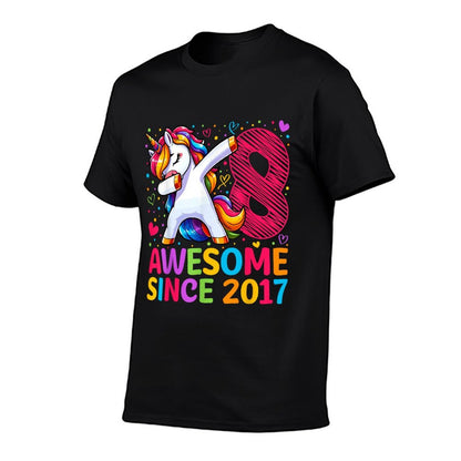8 Year Old Unicorn Dabbing 8th Birthday Girl Party  Soft T-Shirt