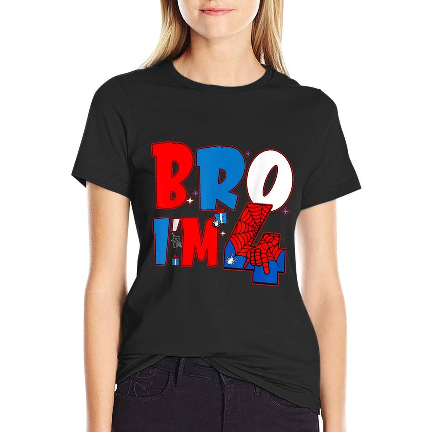 Bro I’m 4 Spider Theme Party Boy Birthday 4th Years Old  Versatile T-Shirt