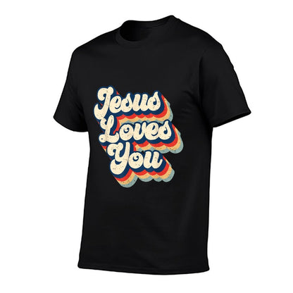Jesus Loves Retro Vintage Christian Faith Hippie Mens Womens  Classic T-Shirt