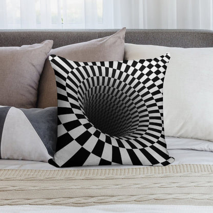 Black And White Optical Illusion Soft Gift Ready Throw Pillow