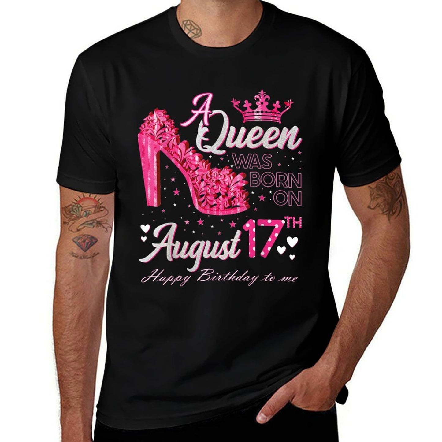 A Queen Was Born on August 17 High Heel August 17th Birthday  Summer-ready Fabric T-Shirt