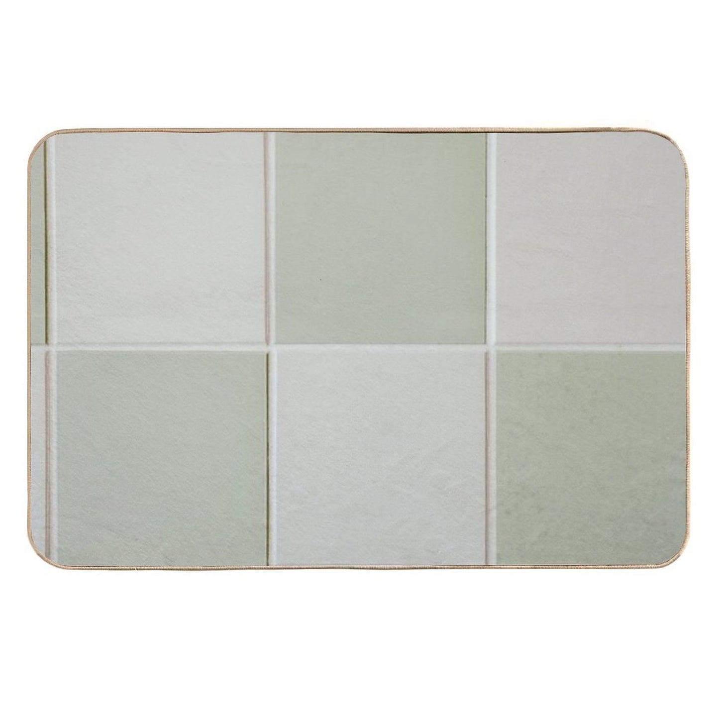 Sage Green Aesthetic Square Tile Pattern Durable Bath Mat