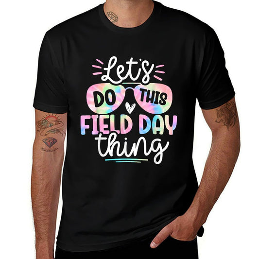 School Field Day Tie Dye Field Day Teachers Kids Ribbed Collar T-Shirt