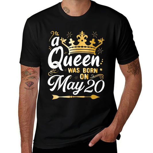 A Queen Was Born on May 20, Cute Girly May 20th Birthday  Moisture-wicking T-Shirt